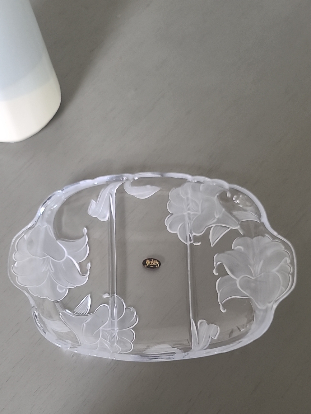 Crystal Clear Studios Japan Frosted Iris Floral Serving Plate - Picture 2 of 5